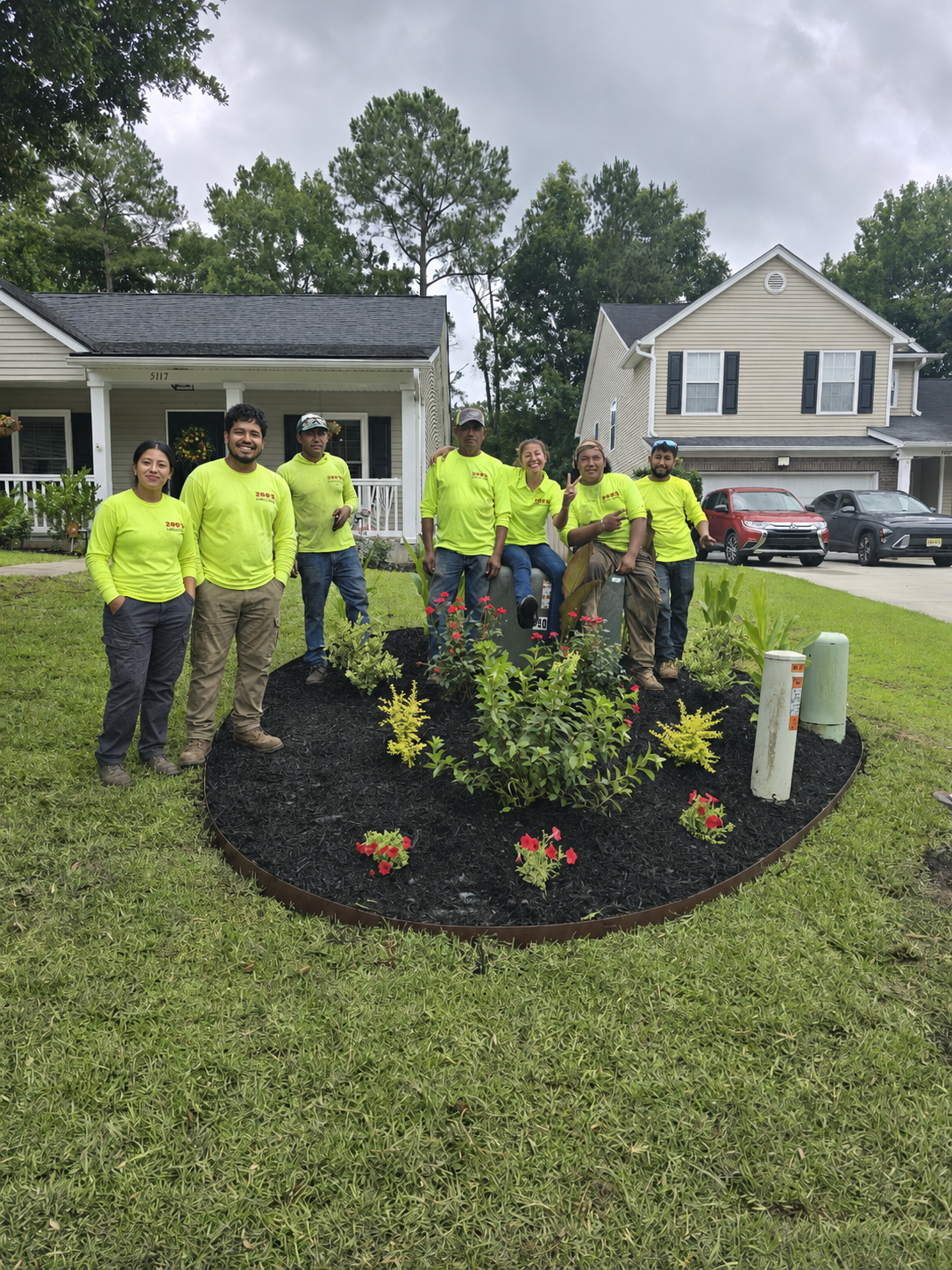 BNC Landscaping crew working together on an irrigation and paver project